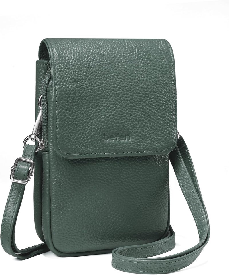 befen Genuine Leather Small Crossbody Bags for Women, Cell Phone Cross body Purse Bag with RFID Blocking Card Slots - Image 1